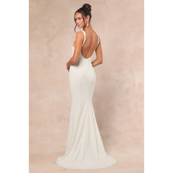 Lulus Safine White Backless Mermaid Maxi Dress - Size S - Picture 1 of 1